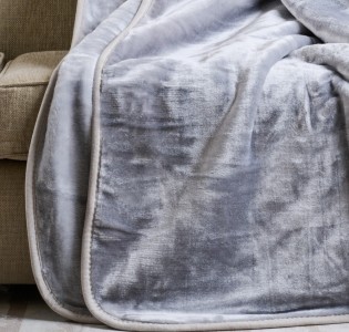 Κουβέρτα Μονόχρωμη Βελούρ “Silk Touch” Silver