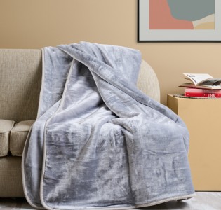 Κουβέρτα Μονόχρωμη Βελούρ “Silk Touch” Silver