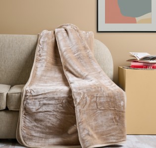 Κουβέρτα Μονόχρωμη Βελούρ “Silk Touch” Beige