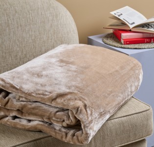 Κουβέρτα Μονόχρωμη Βελούρ “Silk Touch” Beige