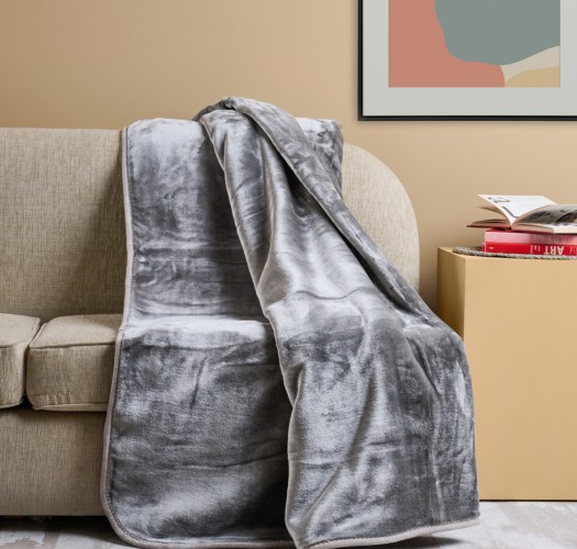 Κουβέρτα Μονόχρωμη Βελούρ “Silk Touch” Grey