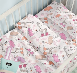 Σεντόνια Σετ “Baby” Jungle Pink