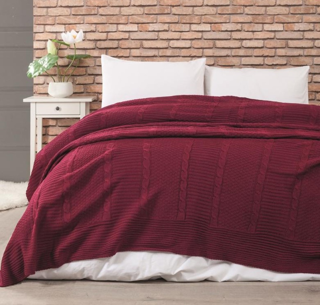 Edenhill Knitted Blanket - Burgundy
