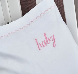 Κουβέρτα “Baby” Πικέ Κέντημα Elephant Pink