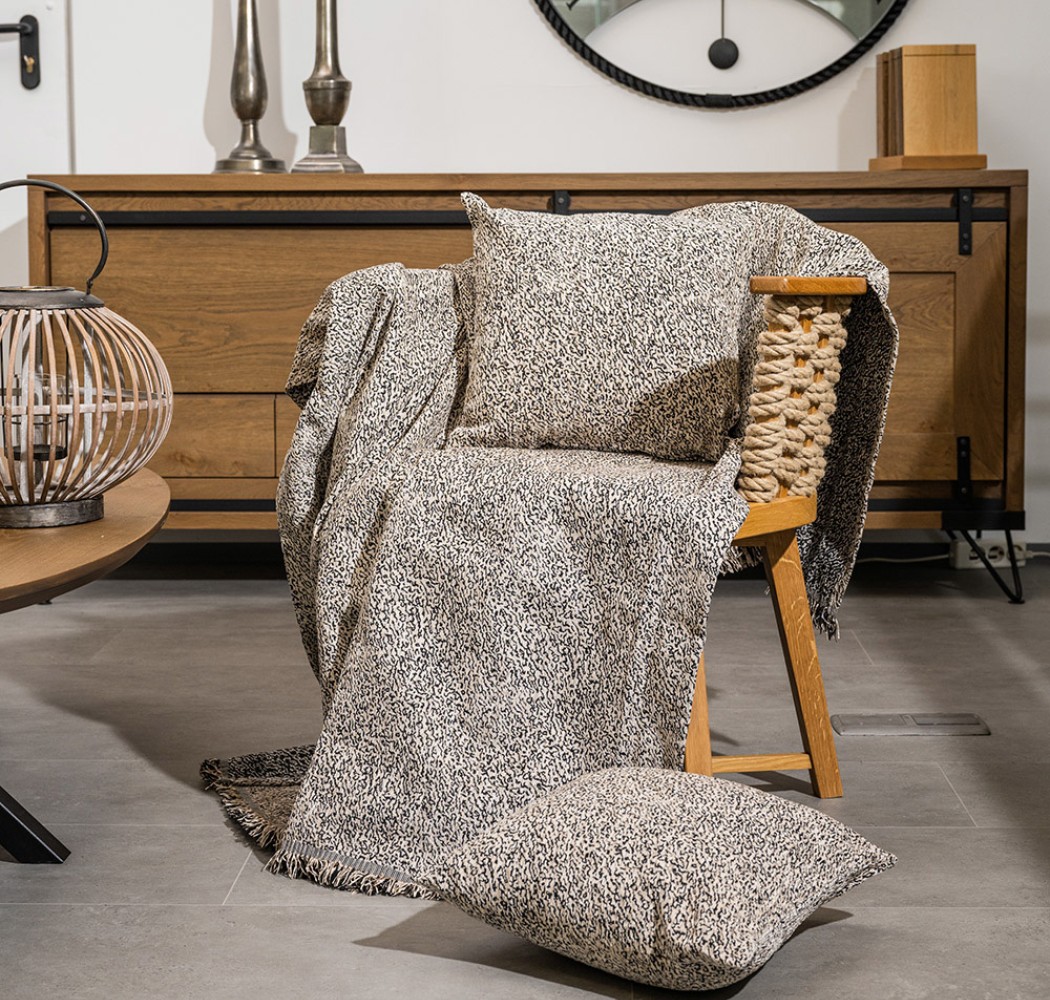 Ριχτάρι Καναπέ Chenille “Whisper” Ani Beige-Black