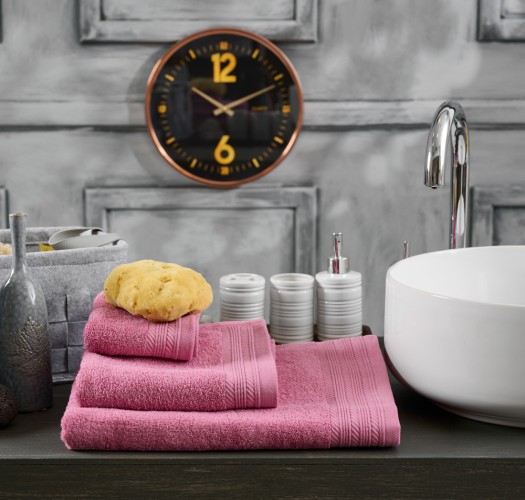 New Cotton Series One Colour Bath Towel - Rose