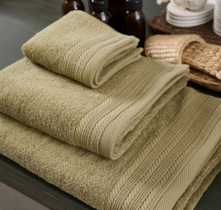New Cotton Series One Colour Bath Towel - Olive