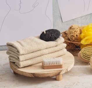 Jacquard Pop Corn Bath Towel -Beige