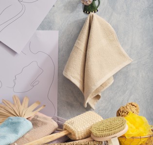 Jacquard Pop Corn Bath Towel -Beige