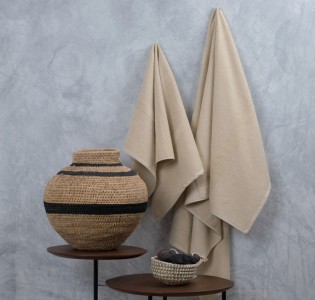 Jacquard Pop Corn Bath Towel -Beige