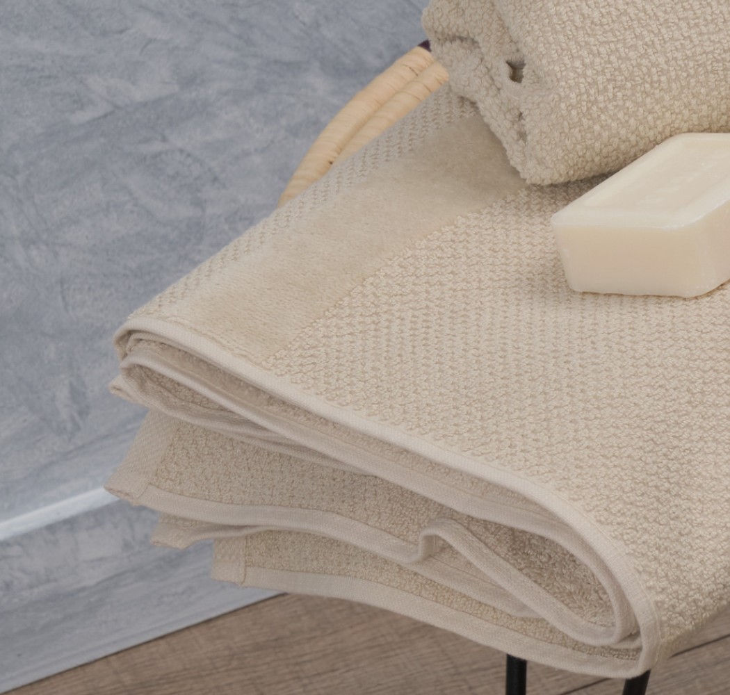 Jacquard Pop Corn Bath Towel -Beige