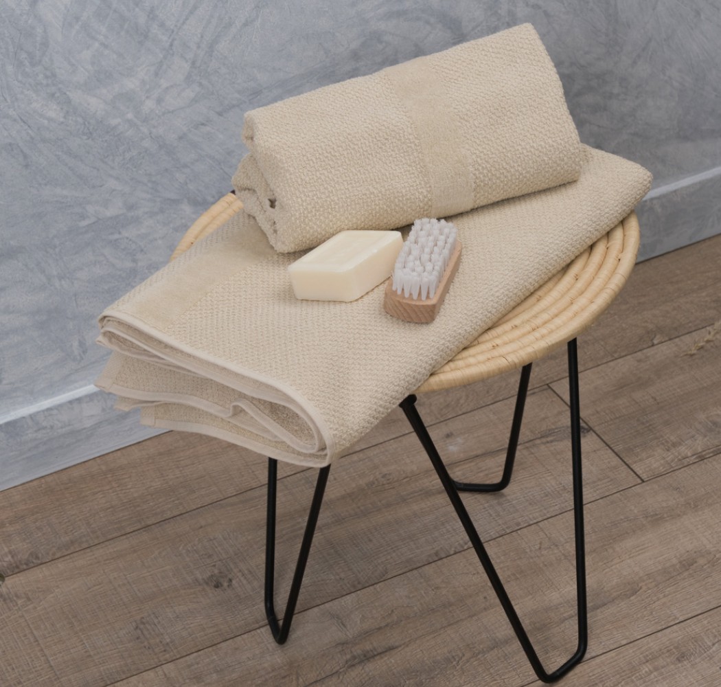Jacquard Pop Corn Bath Towel -Beige