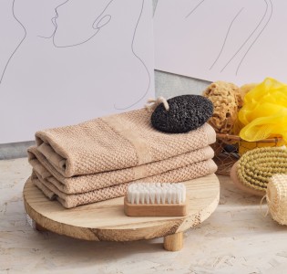 Jacquard Pop Corn Bath Towel -Latte