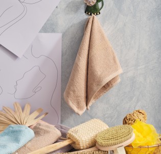Jacquard Pop Corn Bath Towel -Latte
