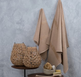 Jacquard Pop Corn Bath Towel -Latte