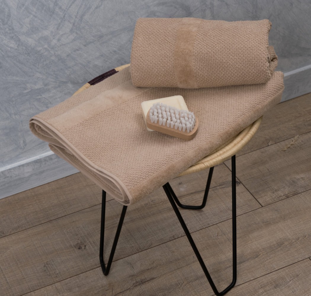 Jacquard Pop Corn Bath Towel -Latte