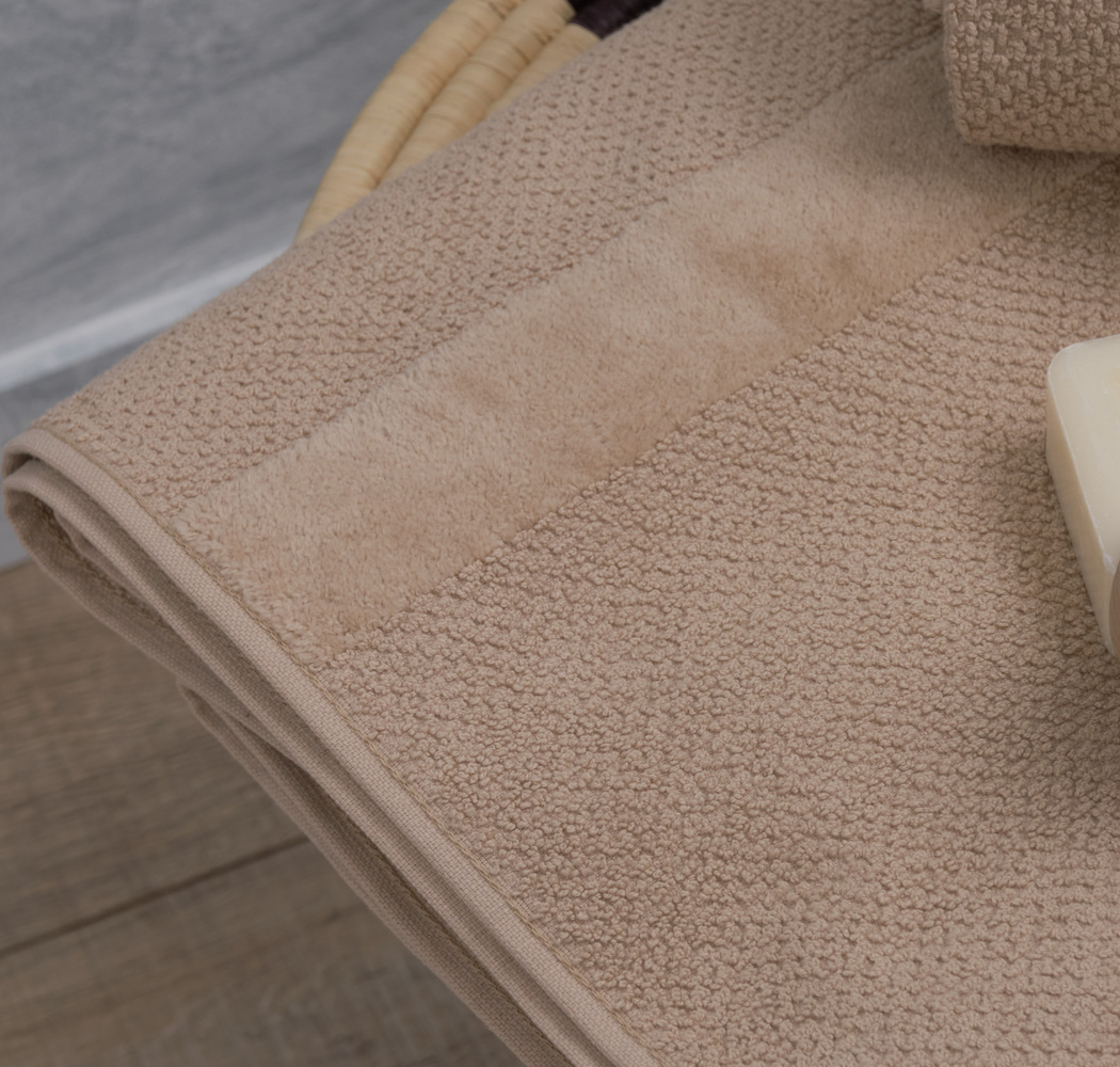 Jacquard Pop Corn Bath Towel -Latte