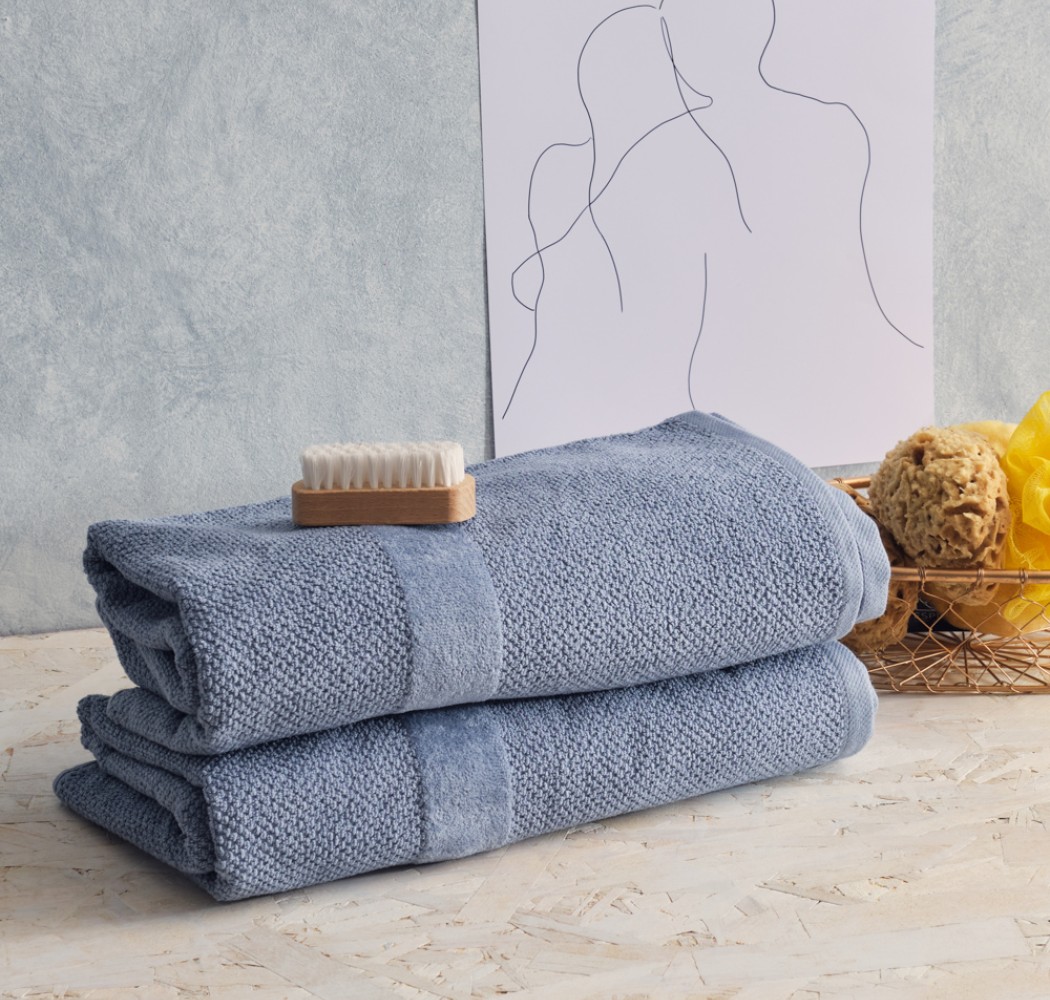 Jacquard Pop Corn Bath Towel - Dusty Blue