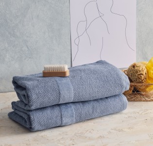 Jacquard Pop Corn Bath Towel - Dusty Blue