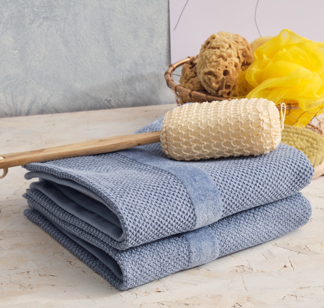 Jacquard Pop Corn Bath Towel - Dusty Blue