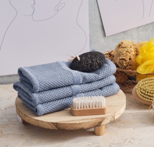 Jacquard Pop Corn Bath Towel - Dusty Blue