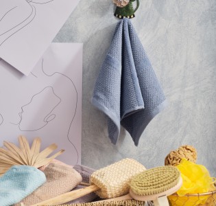 Jacquard Pop Corn Bath Towel - Dusty Blue