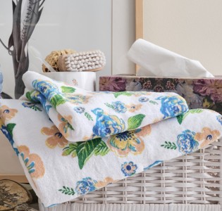 Πετσέτα Τυπωμένη Βελούρ “MK” Garden Blue