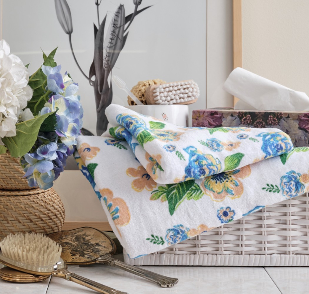 Πετσέτα Τυπωμένη Βελούρ “MK” Garden Blue