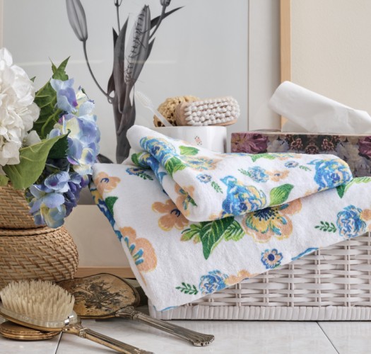 Πετσέτα Τυπωμένη Βελούρ “MK” Garden Blue