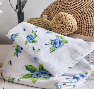 Πετσέτα Τυπωμένη Βελούρ “MK” Rose Blue