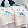 Πετσέτες Σετ “Kids With Love” Λευκές Κέντημα Unicorn Blue
