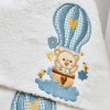 Towel with an Elephant Blue Embroidery Ecru