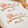 Towel with an Owl Apricot Embroidery Ecru