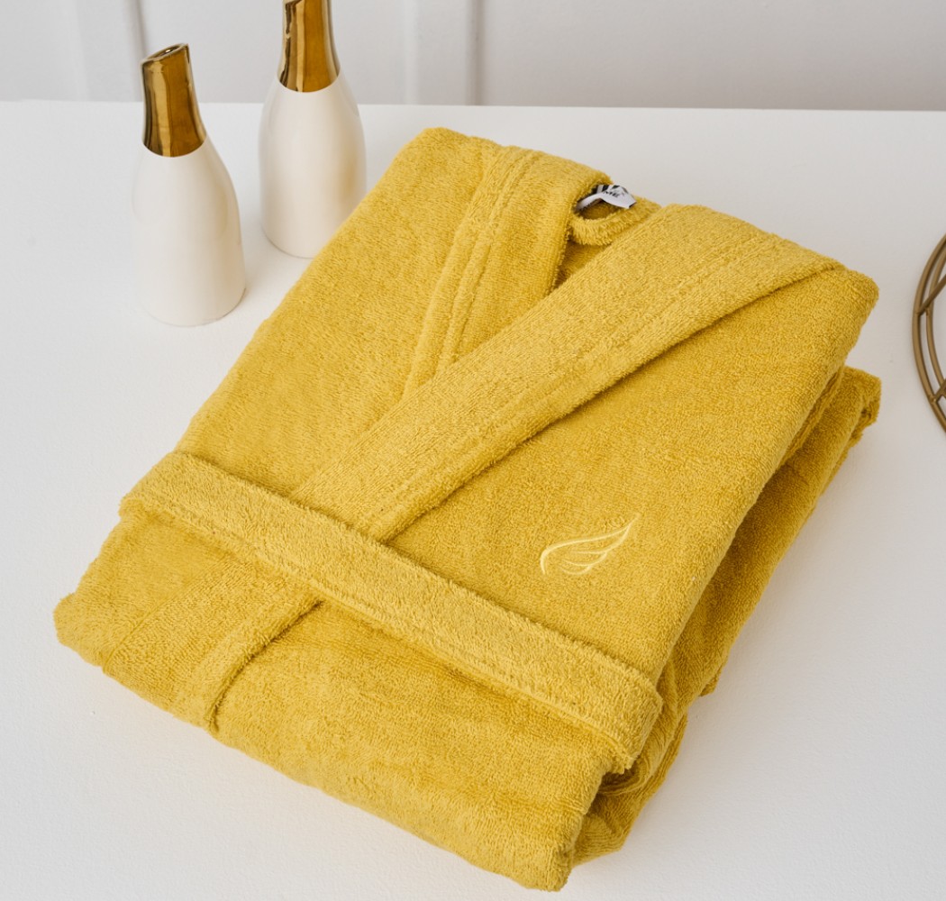 Μπουρνούζι Ενηλίκων “Pure Cotton” Γιακάς Yellow