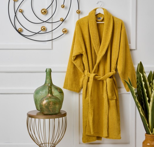 Μπουρνούζι Ενηλίκων “Pure Cotton” Γιακάς Yellow