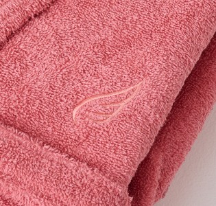 Pure Cotton Bathrobe with Collar - Rose Pink