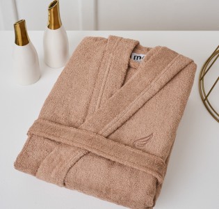 Μπουρνούζι Ενηλίκων “Pure Cotton” Γιακάς Latte