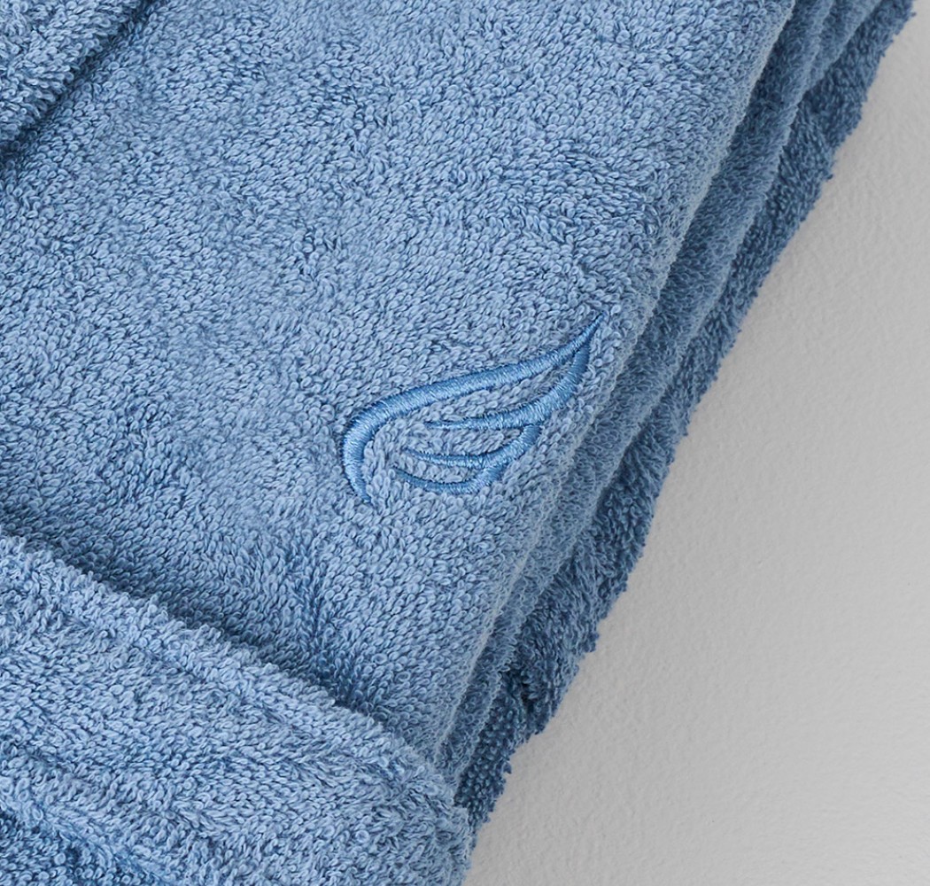 Μπουρνούζι Ενηλίκων “Pure Cotton” Γιακάς Blue