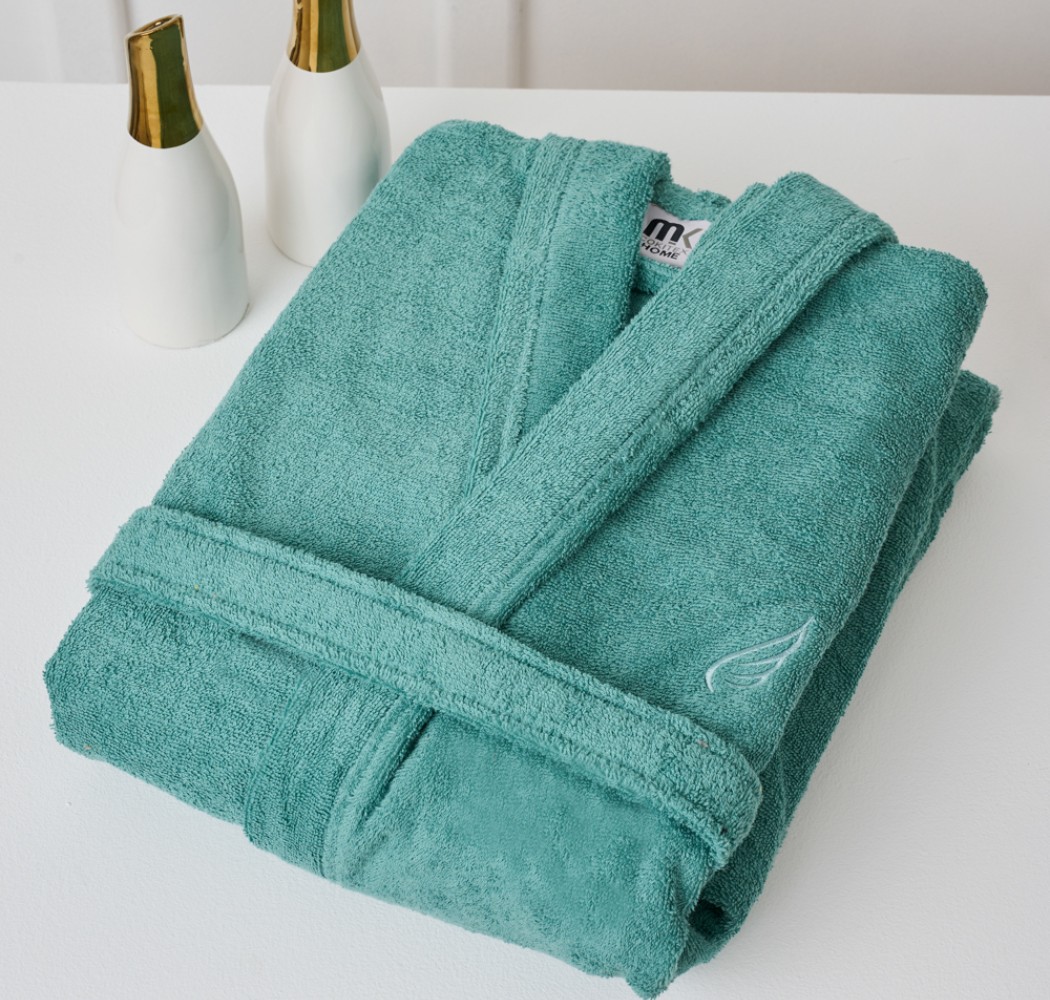 Μπουρνούζι Ενηλίκων “Pure Cotton” Γιακάς Aqua