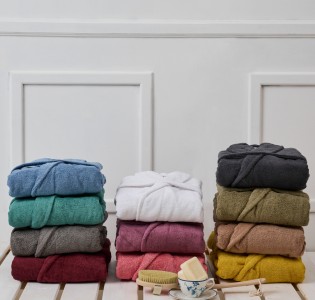 Μπουρνούζι Ενηλίκων “Pure Cotton” Γιακάς Aqua