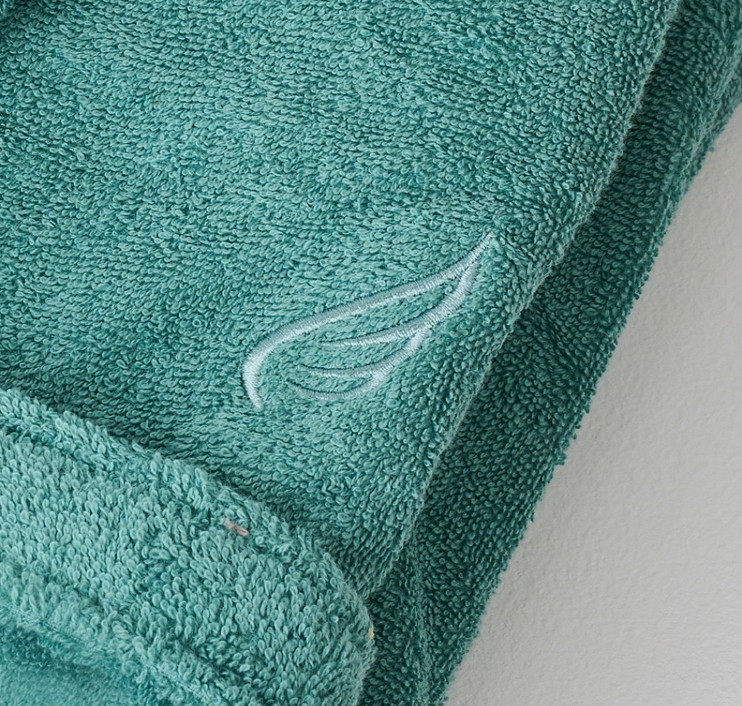 Μπουρνούζι Ενηλίκων “Pure Cotton” Γιακάς Aqua