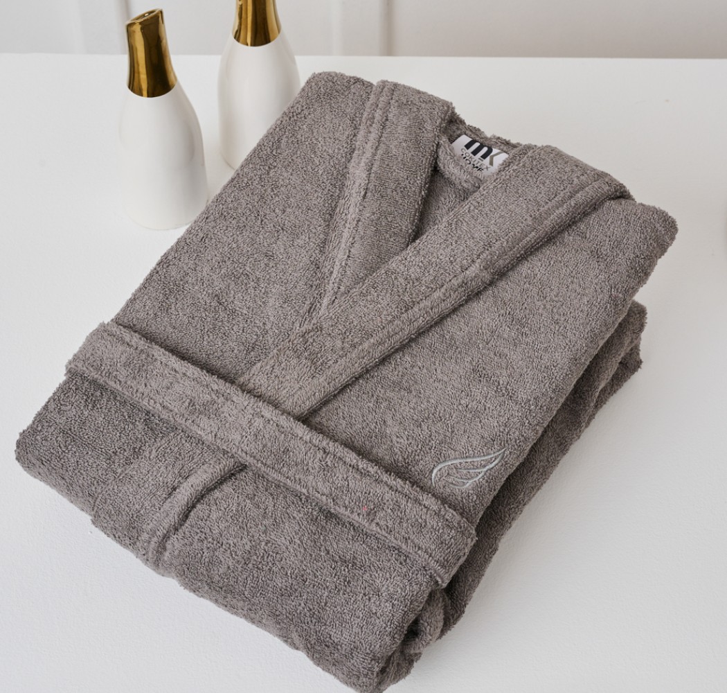 Μπουρνούζι Ενηλίκων “Pure Cotton” Γιακάς Grey