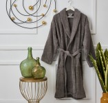 Μπουρνούζι Ενηλίκων “Pure Cotton” Γιακάς Grey