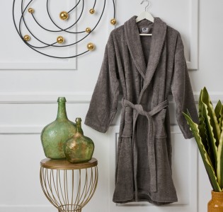 Μπουρνούζι Ενηλίκων “Pure Cotton” Γιακάς Grey