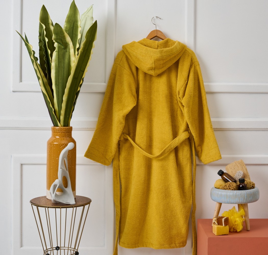 Μπουρνούζι Ενηλίκων “Pure Cotton” Κουκούλα Yellow