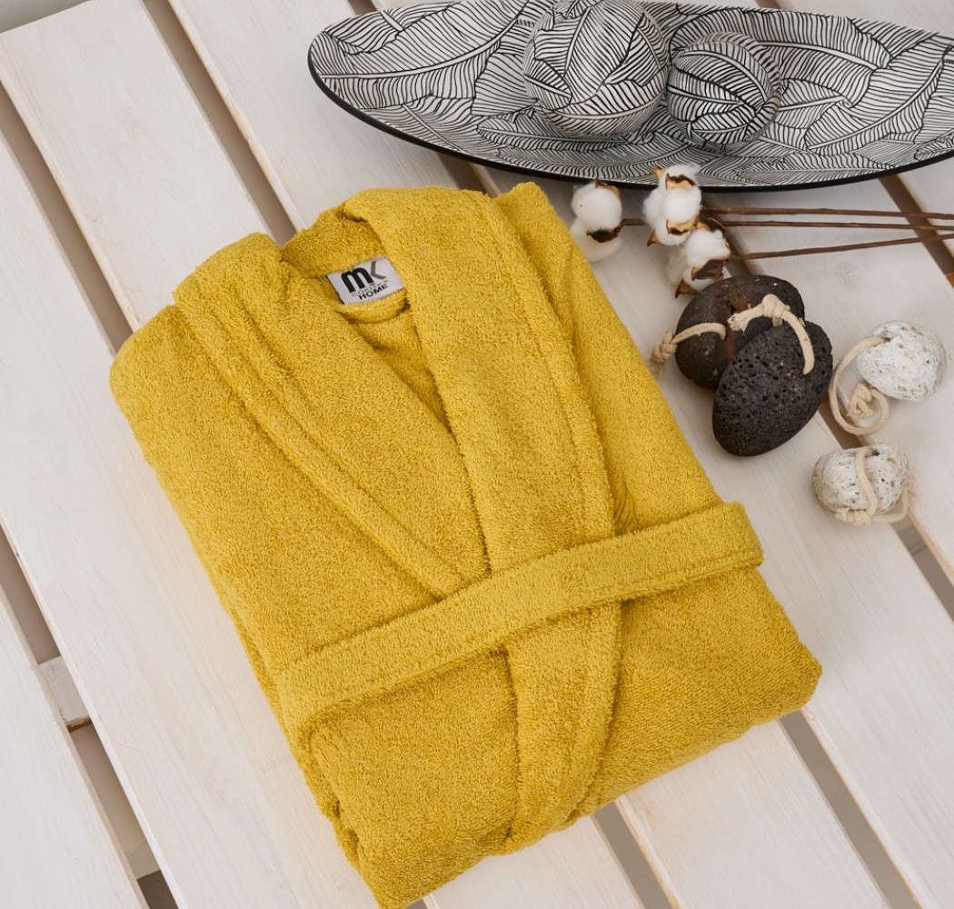 Μπουρνούζι Ενηλίκων “Pure Cotton” Κουκούλα Yellow