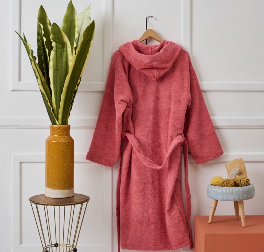 Μπουρνούζι Ενηλίκων “Pure Cotton” Κουκούλα Rose Pink
