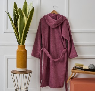Μπουρνούζι Ενηλίκων “Pure Cotton” Κουκούλα Dusty Purple