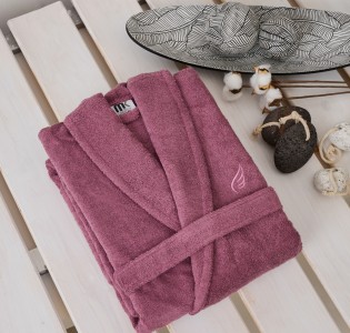 Μπουρνούζι Ενηλίκων “Pure Cotton” Κουκούλα Dusty Purple