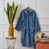 Μπουρνούζι Ενηλίκων “Pure Cotton” Κουκούλα Blue